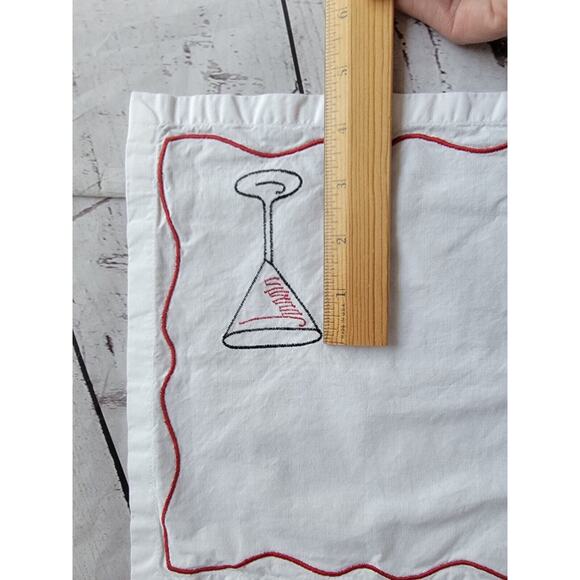 Pier 1 Cocktail Martini Napkins Set 4 Embroidered White Cotton - Picture 9 of 10